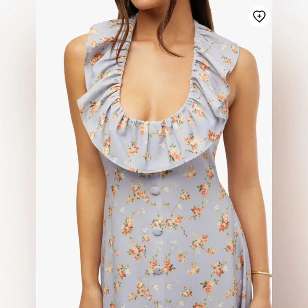 NWT WEWOREWHAT Roses Ruffle Halter Midi Dress fairy Cottagecore ethereal - Picture 3 of 9